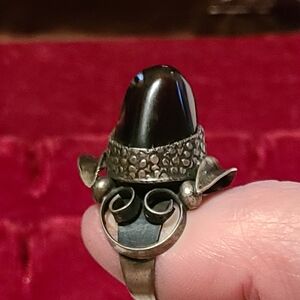 925 Onyx Ring Adjustable Arabic Artisan Crafted Vintage Estate 6 7 8 9 Unique